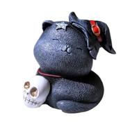 Milageto Resin Cat Tea Pet Cat Statue Art Craft Adornment Tea Accessories Desk Ornament Sculpture for Indoor Office Bookcase, A