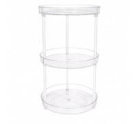 Milageto Rotating Countertop Rack with Raised Rims Matte Finish Circular Storage Turntable Transparent Countertop Rotating Organizer for Dressing Table, 3 Tier 3 Post
