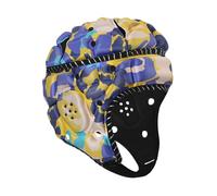 Milageto Rugby Headguard Junior Rugby Helmet Football Helmet Adjustable Scrum Cap Padded Gear Rugby Protective Headguard Scrum Hat Anti-Collision Head Gear for Match Training Hat, Blue Yellow