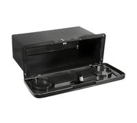 Milageto Rugged Cup Holder with Center Storage, Black | Space-Saving Low-Profile Design, Storage Box with beverage holders Holders, two-compartment, for Cabin