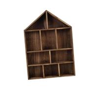 Milageto Shadow Box Shelf Wall Mountable Farmhouse Decor 10 Compartments Hanging Display Floating Shelves for Glasses Spice Can, dark brown