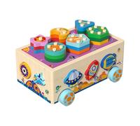 Milageto Shape Sorter Toy Shape Sorting Matching Box Interaction Early Learning Educational Toys Wooden for Children 1-