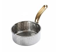 Milageto Single Handle Cooking Pan Stainless Steel Mini Saucepan Appetizer Dish with Hammered Design and Interior for fine Dining Service Catering setups bar, 8CM, Single Handle Silver
