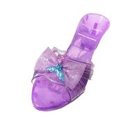 Milageto Slip on Princess Shoes Jelly Sandals for Girls Mid Heels with Bow Fancy Dress up for Gift Themed Party Summer Childrens Day