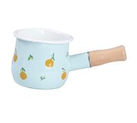 Milageto Small Enamel Milk Pot Coffee Milk Warmer Pot 400ml Capacity Porridge Cooking Pot Nonstick Milk Pan for Kitchen Cooking, Blue