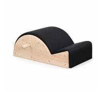 Milageto Spine Correction Device Pilates Spine Stretcher Back Core Exerciser with Maple Wood Frame and PU Leather Cushion for stretching posture practice core strength at home gym, Black