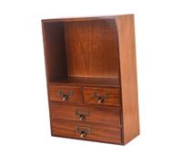 Milageto Storage Cabinet Vintage Desk Organizer with Drawer,Rustic Multipurpose Desktop Storage Box Wooden for Living Room Bedroom