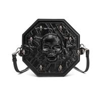 Milageto Synthetic Crossbody Purse Round Gothic Handbag Steampunk Shoulder Bag Clock Face Purse With Top Handle PU Leather Metal Details Removable Shoulder