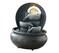 Milageto Tabletop Indoor Waterfall Faux Rock Decorative with LED Lights Water for Meditation Office Home, A
