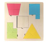 Milageto Tangram Puzzle Pattern Block Challenge IQ Stem Learning Wood Thinking Training Sorting Brain Teasers Game Shape Puzzle
