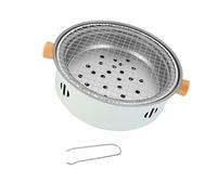 Milageto Tea Fire Furnace Wood Burning Camp Furnace with Grill Grid Round Firepit BBQ Grill Barbecue for Picnic BBQ Cooking Hiking, white