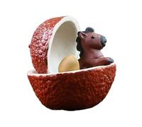 Milageto Tea Pet Mini Figurine Cute Clay Party Favor Accessory Ornament Horse Statue for Table Office Home Tearoom Friends, Red