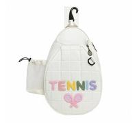 Milageto Tennis Shoulder Pack Tennis Racket Backpack Racket Bag Sports Backpack Pickleball Shoulder Bag with Quilted Pattern for Modern Athletic Style Suitable for Matches Gym Daily Commute, White