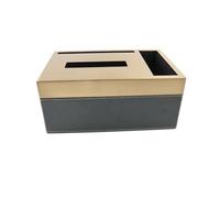 Milageto Tissue Box Cover with Organizer | Wipe-Clean Leather-Style Surface, Sturdy Iron Structure, Tissue Box with Compartments, for Living Room