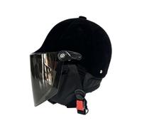 Milageto Velvet Riding Helmet Traditional Equestrian Riding Helmet Low-Profile Headgear for Stables, Black, Autumn Style - Tea Color Visor