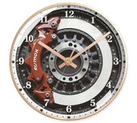 Milageto Wall Clock with Glass Front Decorative Analog Wall Clock Round for Enthusiasts, Studio, Man Cave, Garage, Gold With Red, 30CM