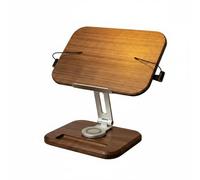 Milageto Walnut Reading Rack Book Holder Desk Document Stand Page Clips Height Adjustable Arm with Rotating Base Suitable for Student Desk Professional Office Home workspace Drafting Station