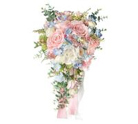 Milageto Wedding Bridal Bouquet Bridesmaid Holding Flowers Teardrop Toss Bouquet Artificial Flowers for Ceremony Graduation Supplies