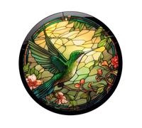 Milageto Window Decal,Hummingbird Glass Sticker,Round,Home Decor,PVC,Wall Decor Stained Glass Sticker,Hummingbird Static Window Film, C