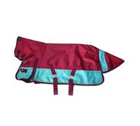 Milageto Winter Horse Blanket 600D Oxford Cloth with Adjustable Straps Coldproof with Neck Cover Horse Rug Horsewear Equine Protection, Burgundy Sky Blue M