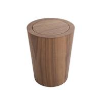 Milageto Wood-Grain Trash Bin with Swing | Space-Saving, Cylindrical Garbage Can, Easy to Clean, Wastebasket, for Office, Bedroom, Walnut