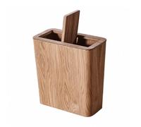 Milageto Wood Waste Bin with Press Lid Lidded 9L Wooden Trash Can with Lid Lightweight Rounded Rectangular Wood Garbage Bin for Office, Living Room, Guesthouse