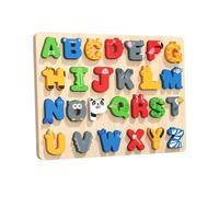 Milageto Wooden Animal Alphabet Puzzle,Sorting Blocks Board,Preschool,Matching Game,Abc Letter Animals Puzzles for Car Train Airplane