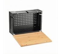 Milageto Wooden Cable Storage Box Ventilated Cable Management Box with Hinged Panel Wall-Mountable Charging Station Organizer for Home Office, Media Area, Black