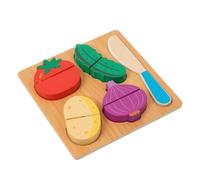 Milageto Wooden Cutting Food Set with Knife Child-Centered-Influenced Pretend Culinary Set with Knife Screen Shape Matching Board for Preschoolers, 17 17 2 Cm, Tomato Theme Wooden Cutting Toy