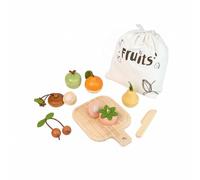 Milageto Wooden Fruit Cutting Set Educational Pretend Kitchen Fruit Set Color Recognition Kids Playset for Children and Girls