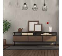 Milagro Acero Pendant Lamp 3Xe27 This Hand Made Industrial Style Lamp Is Hand Made From Sl lack Steel And Natural Dark Wood