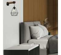 Milagro Acero Wall Lamp 1XE27 This Hand Made Industrial Style Lamp Is Hand Made from Sleek Black Steel And Natural Dark Wood