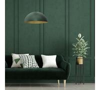 Milagro Beta Hand Made Designer Pendant Lamp 45cm 1xE27 In Matt Green With Gold Interior