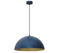 Milagro Beta Hand Made Designer Pendant Lamp 45cm 1xE27 In Matt Blue With Gold Interior