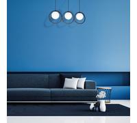 Milagro Boston Black Pendant Lamp 3Xe14 Beautifully Hand Made From Black Metal And White Glass Contemporary Cool Style Rings