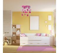 Milagro Ceiling Lamp Star 3Xe27 Hot Pink Attractive Hand Made Chandelier With Suspended Crystals And Stars