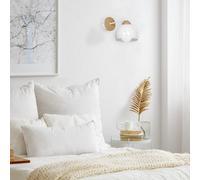 Milagro Dama Hand Made Scandi Style Wall Lamp In White With Natural Wooden Fittings