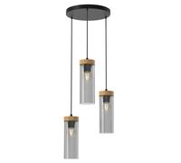Milagro Elica Designer Pendant Hand Made Smoked Glass Cylindrical Shades