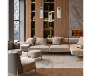 Milagro Elica Hand Made Designer Pendant Lamp With Elegant Smoked Glass Cylindrical Shades