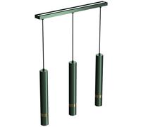 Milagro Joker Contemporary Pendant Lamp 3XGU10 Hand Made Cylindrical Style Lights Finished in Rich Green With Striking Gold Detail