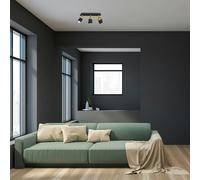 Milagro Joker Triple Spot Hand Made Ceiling Lamp In Matt Black With Luxurious Gold Detail With Slender Cylindrical Shades