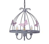 Milagro Kago Pendant Hand Made Ceiling Lamp With Butterfly Theme in Grey Milagro Grey