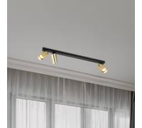 Milagro Lighting Hero downlight, black/gold, 3-bulb, 70 cm, metal