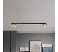 Milagro Lighting Hero downlight, black/gold, 4-bulb, 120 cm, metal