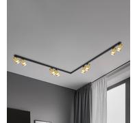 Milagro Lighting Hero downlight, black/gold, 8-bulb, 240 cm, metal