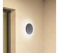 Milagro Lighting LED wall light Disk, Ø 18cm, black, plastic, IP65, CCT
