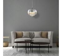 Milagro Luna Pendant 21CM 1XE14 Designer Light Crafted From A Chrome Fitting And Glass Shades With Suspended Crystals