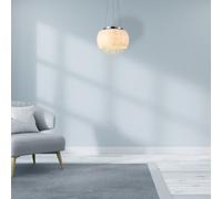 Milagro Nova Chrome Pendant Lamp 40Cm Elegant Cream Glass Shade Housing Delicate Suspended Crystals