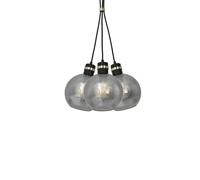 Milagro Omega Pendant Lamp Black And Gold Hand Made With Smoked Glass Spheres