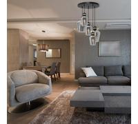 Milagro Richmond Black/gold Pendant Lamp 5Xe27 Stunning Hand Made Smoked Glass Quality Matt Black Fittings With Gold Detail